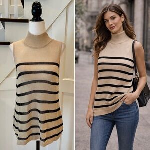 LOFT Striped Linen/Cotton Knit Sweater